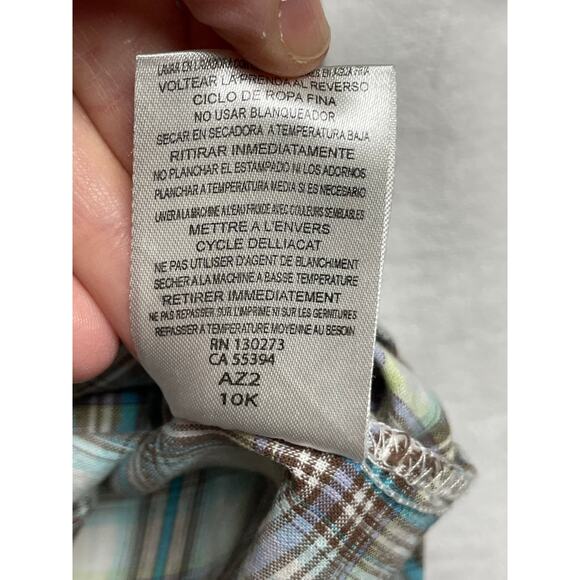 Wrangler Blues pearl snap mens short sleeve button shirt Medium blue plaid - Picture 4 of 5